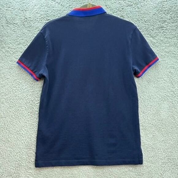 Polo Ralph Lauren Men's Medium Slim Fit Blue Polo Yellow Pony Colorful Collar 99 - Picture 9 of 9